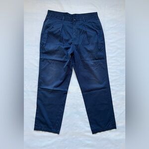 Skipper navy chino pants pleated 100% cotton men's 37" relaxed fit 5 pockets